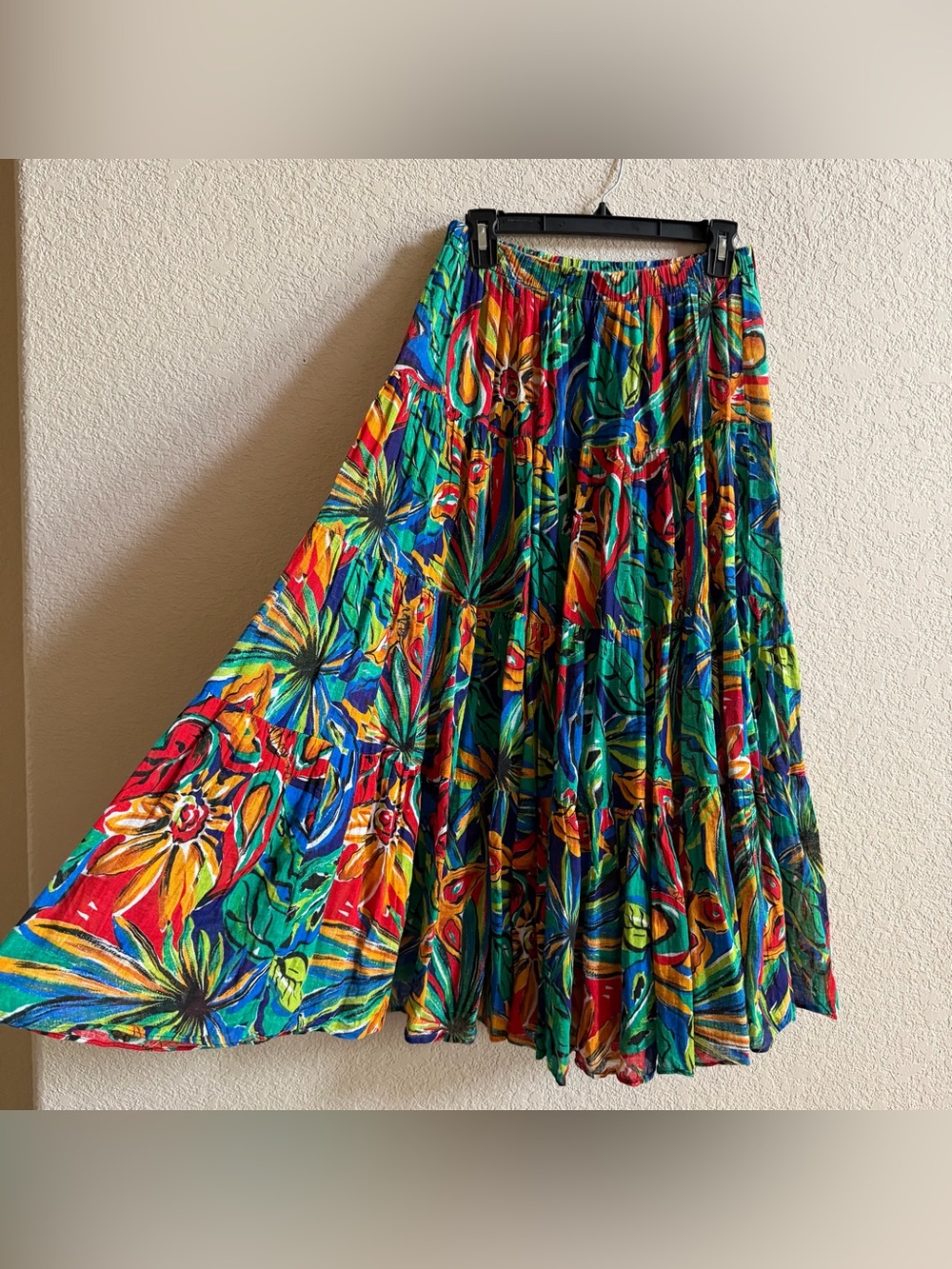 Ropa California Vintage Maxi Skirt Women’s Sz Large Multicolor Tropical Tiered